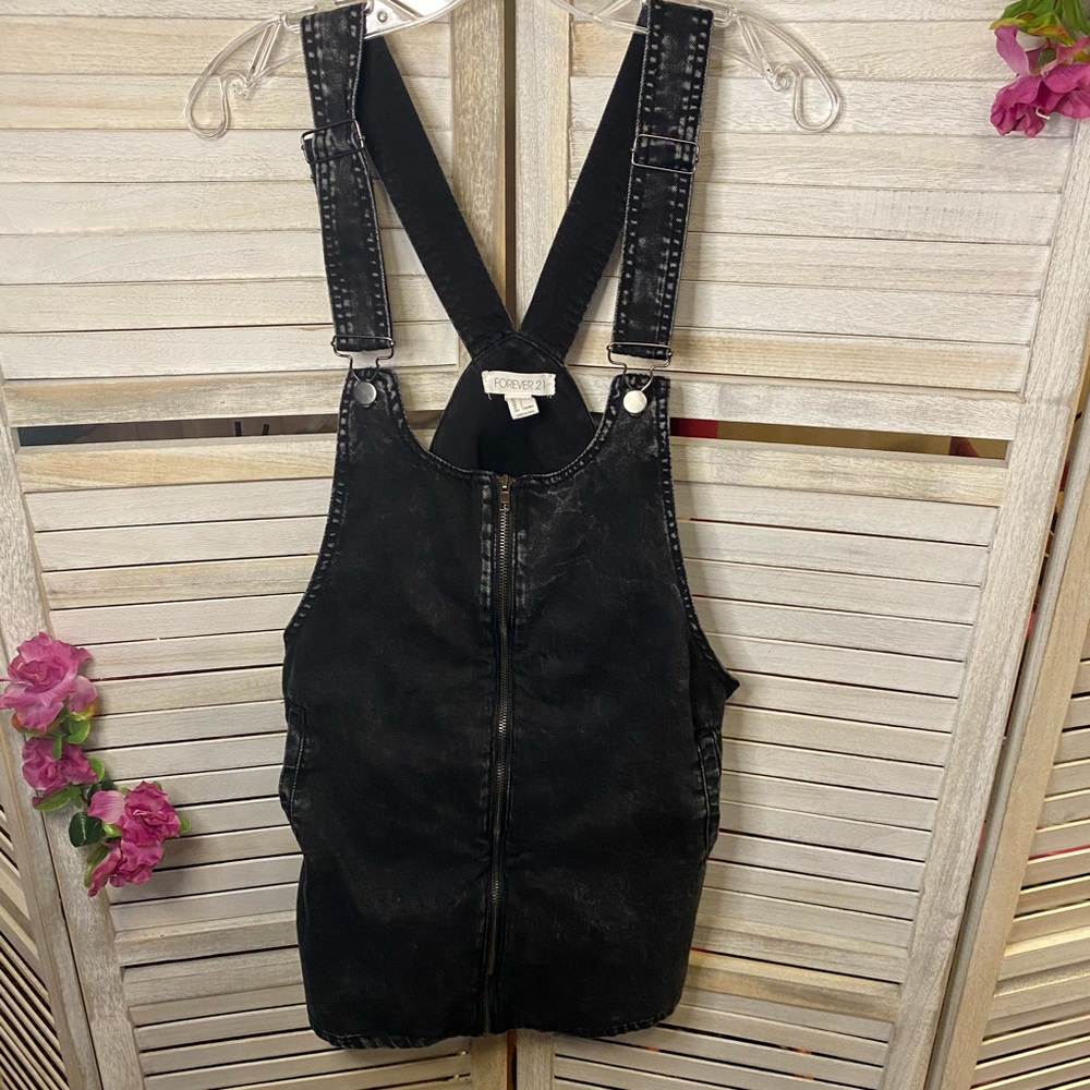 Black Denim Overall Mini-Skirt Dress